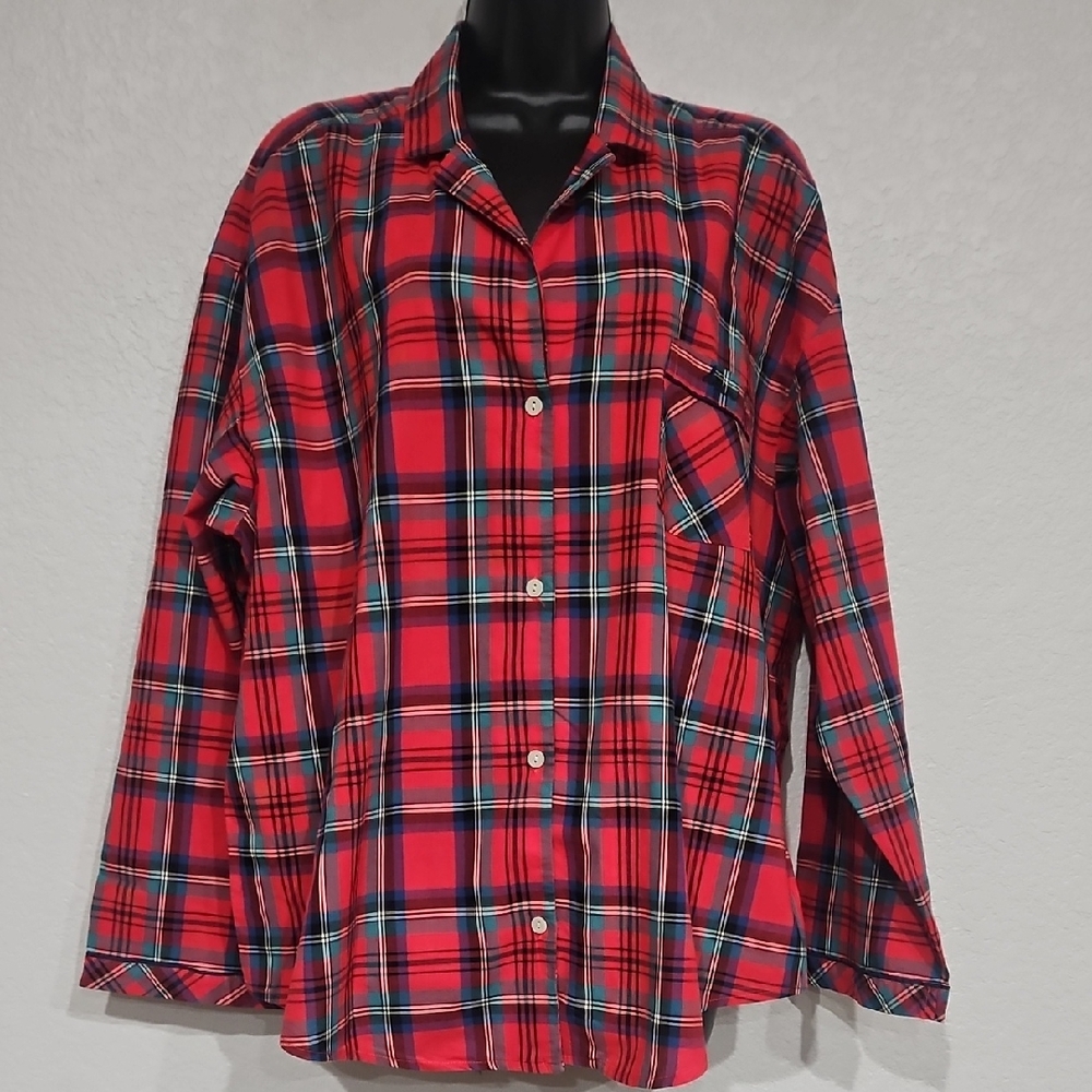 Victoria's Secret | Women's Red Plaid Loungewear Pajama Shirt Sz XL
